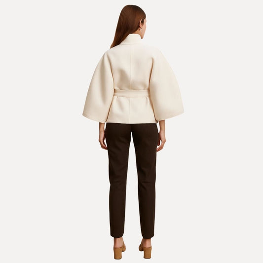 Cape Jacket Women's Belted High Neck
