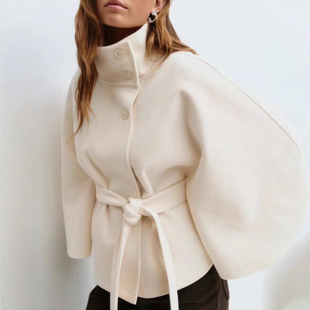 Cape Jacket Women's Belted High Neck