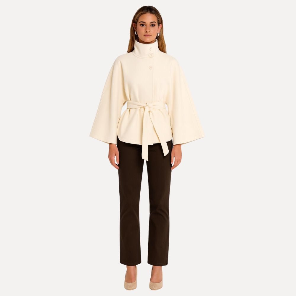 Cape Jacket Women's Belted High Neck