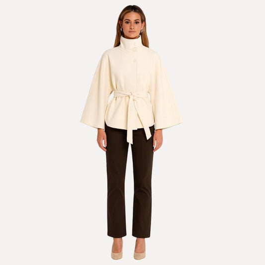 Cape Jacket Women's Belted High Neck