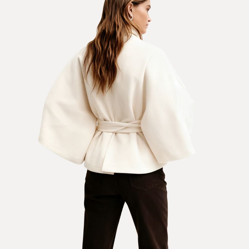 Cape Jacket Women's Belted High Neck
