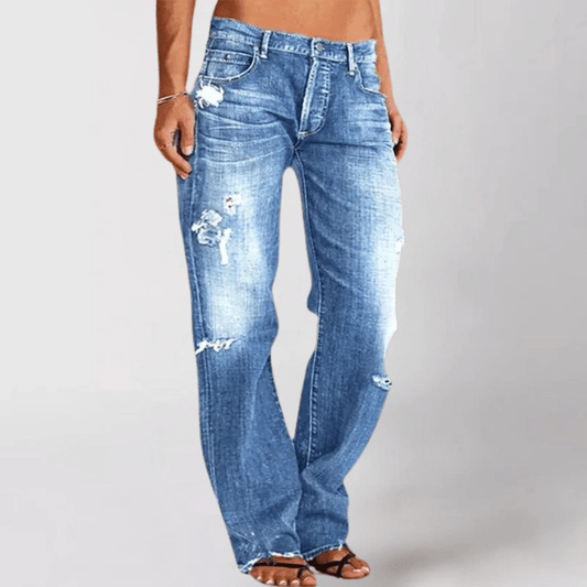 Wide Leg Jeans | Distressed Ripped Style