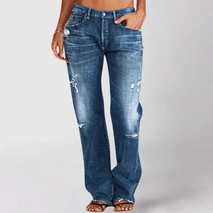 Wide Leg Jeans | Distressed Ripped Style