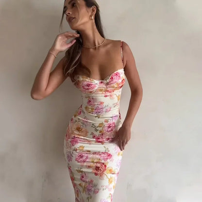Elegant Floral Maxi Dress | Bodycon Women's
