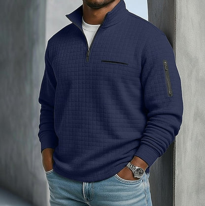 Men's Casual Long Sleeve Waffle Sweater Angle