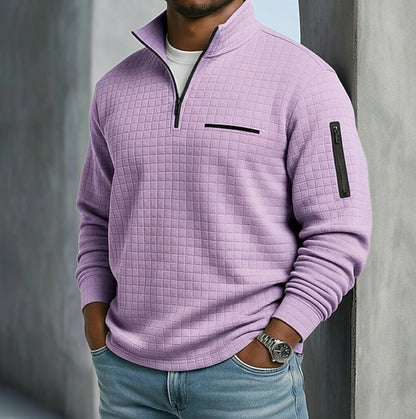 Men's Casual Long Sleeve Waffle Sweater Detail