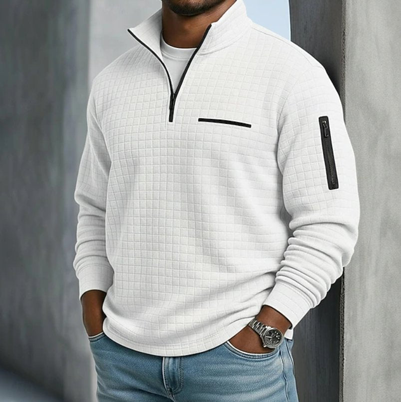 Men's Casual Long Sleeve Waffle Sweater Side