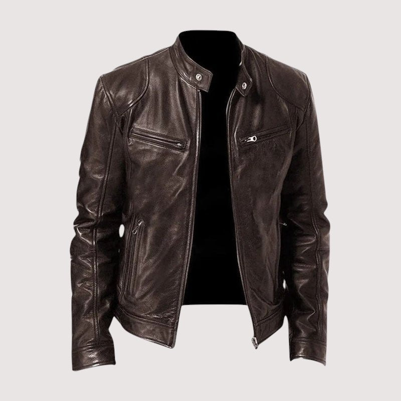 Men's Classic Genuine Leather Jacket Detail