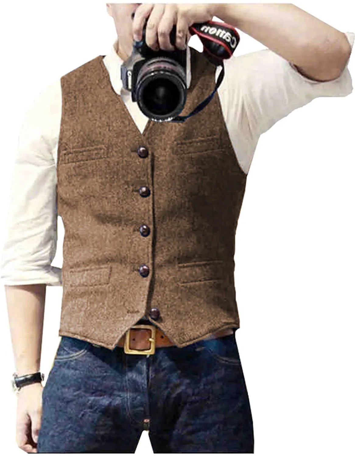 Men's Classic Herringbone Tweed Waistcoat | Smart Occasion Wear Front