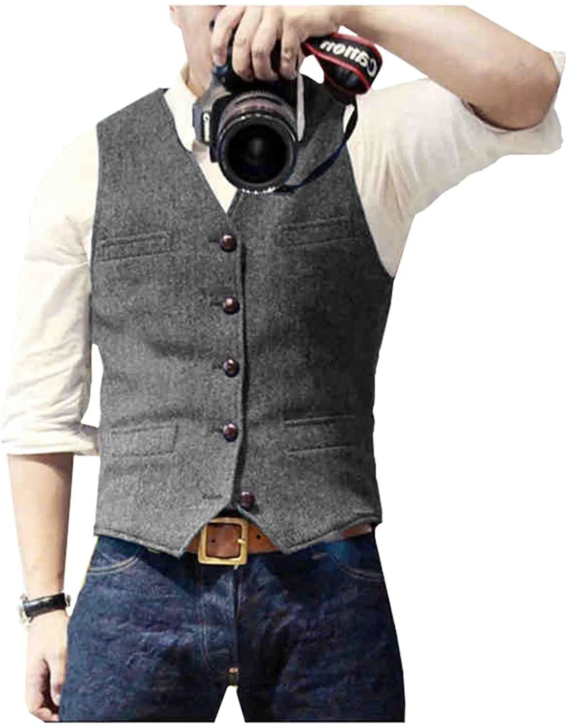 Men's Classic Herringbone Tweed Waistcoat | Smart Occasion Wear Side