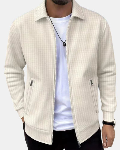 Men's Classic Textured Athletic Jacket with Zip Front Hero