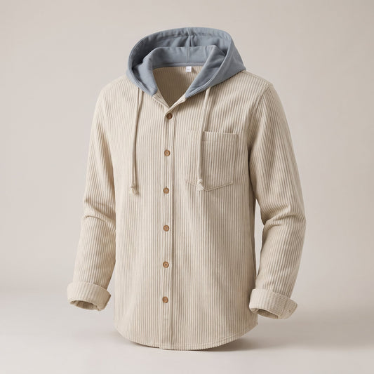 Men's Corduroy Hoodie with Adjustable Hood Back