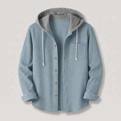 Men's Corduroy Hoodie with Adjustable Hood Detail