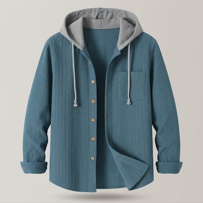 Men's Corduroy Hoodie with Adjustable Hood Front