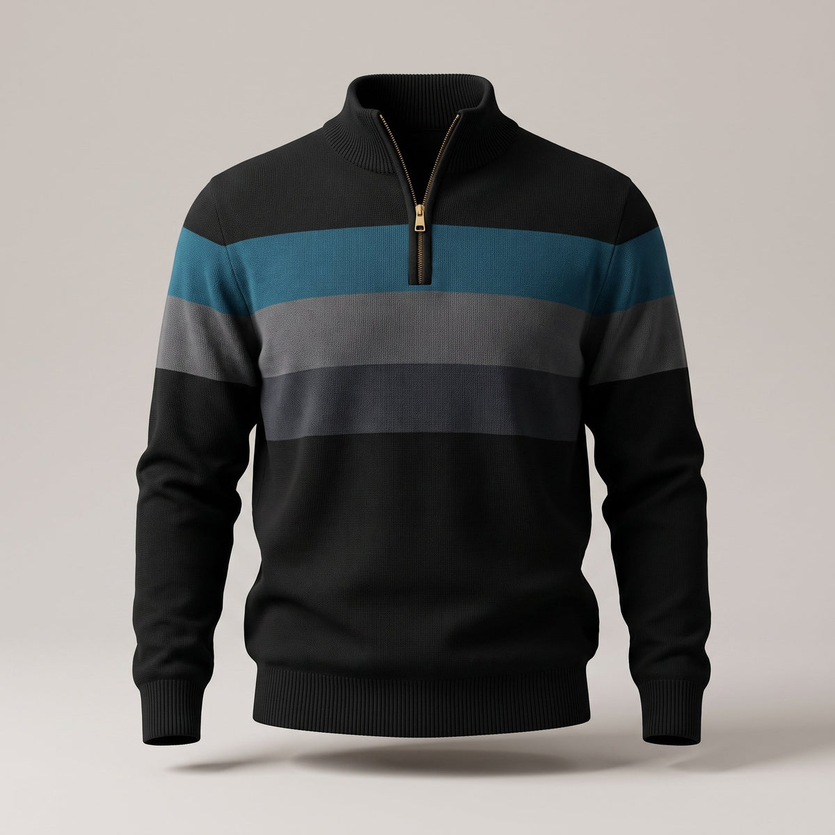 Men's Cotton Stripe Pullover with Quarter-Zip Alternate