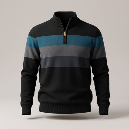 Men's Cotton Stripe Pullover with Quarter-Zip Alternate