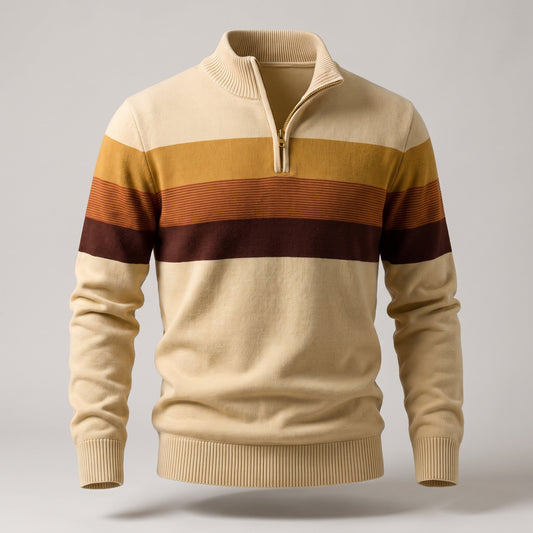 Men's Cotton Stripe Pullover with Quarter-Zip Lifestyle