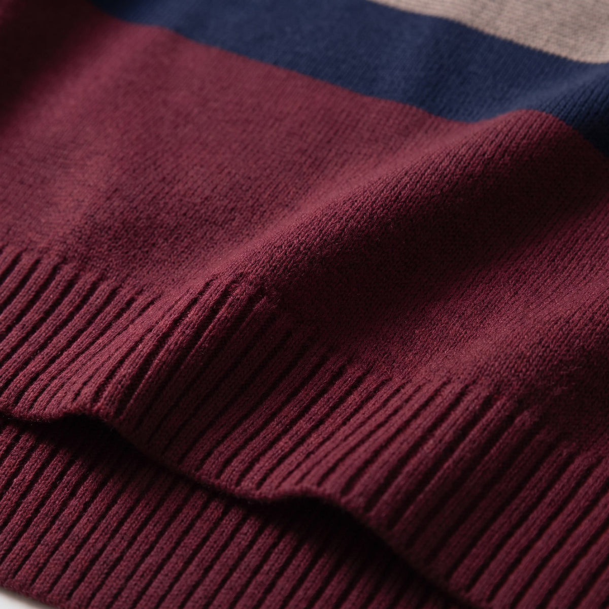 Men's Cotton Stripe Pullover with Quarter-Zip Side