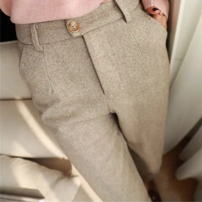 Men's Herringbone Wool Trousers | Tailored Smart Fit Lifestyle