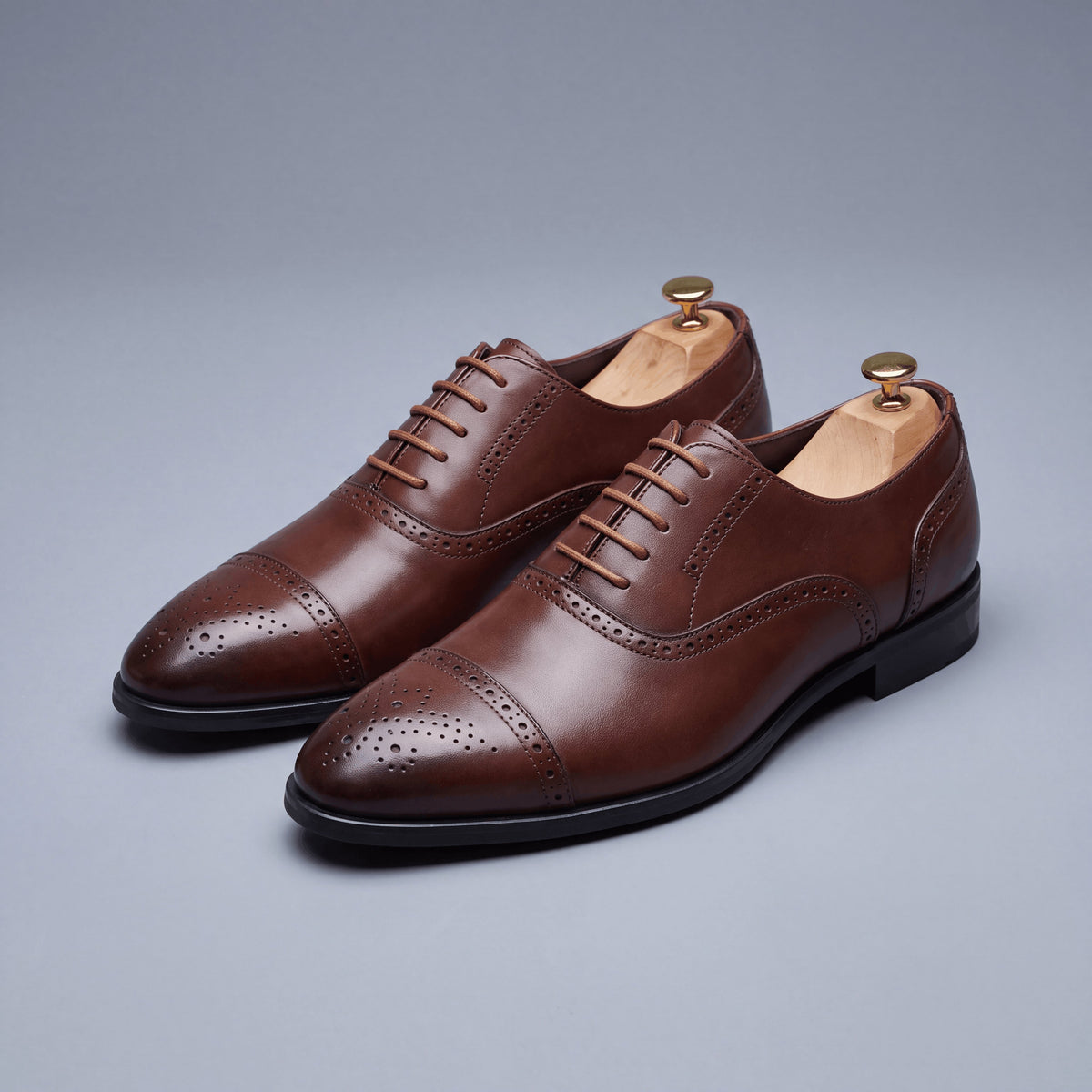 Men's Leather Oxford Brogue Shoes | Cap Toe with Cushioned Insole Hero