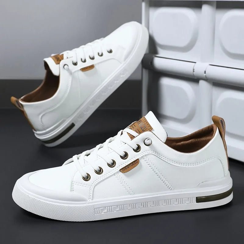 Men's Leather Two-Tone Sneakers with Cushioned Insole Front