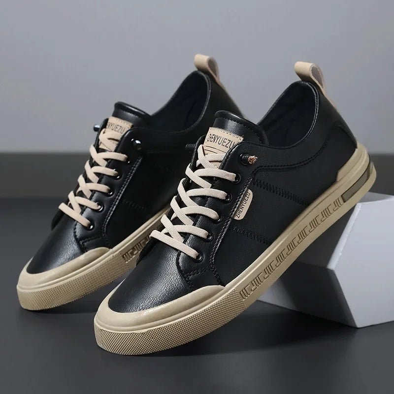 Men's Leather Two-Tone Sneakers with Cushioned Insole Lifestyle