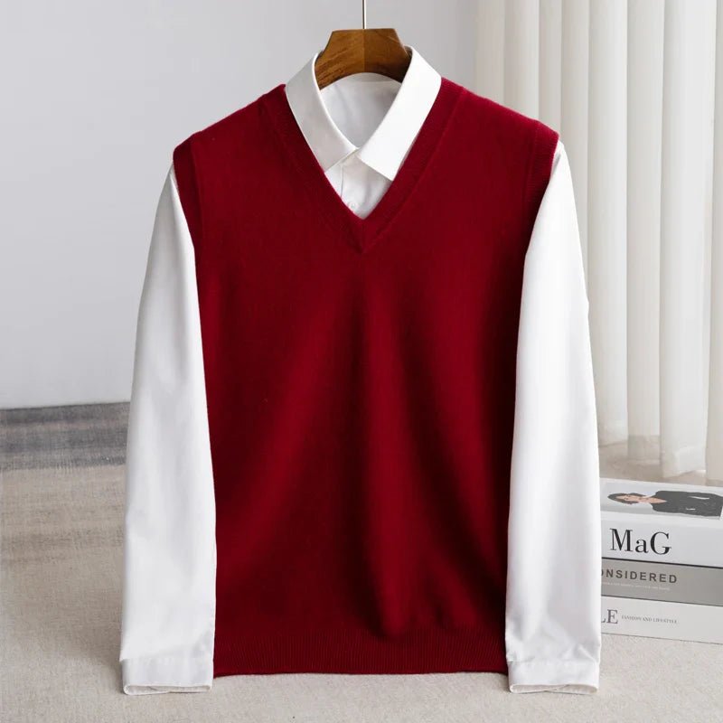 Men's Merino Sweater Vest with V-Neck Lifestyle