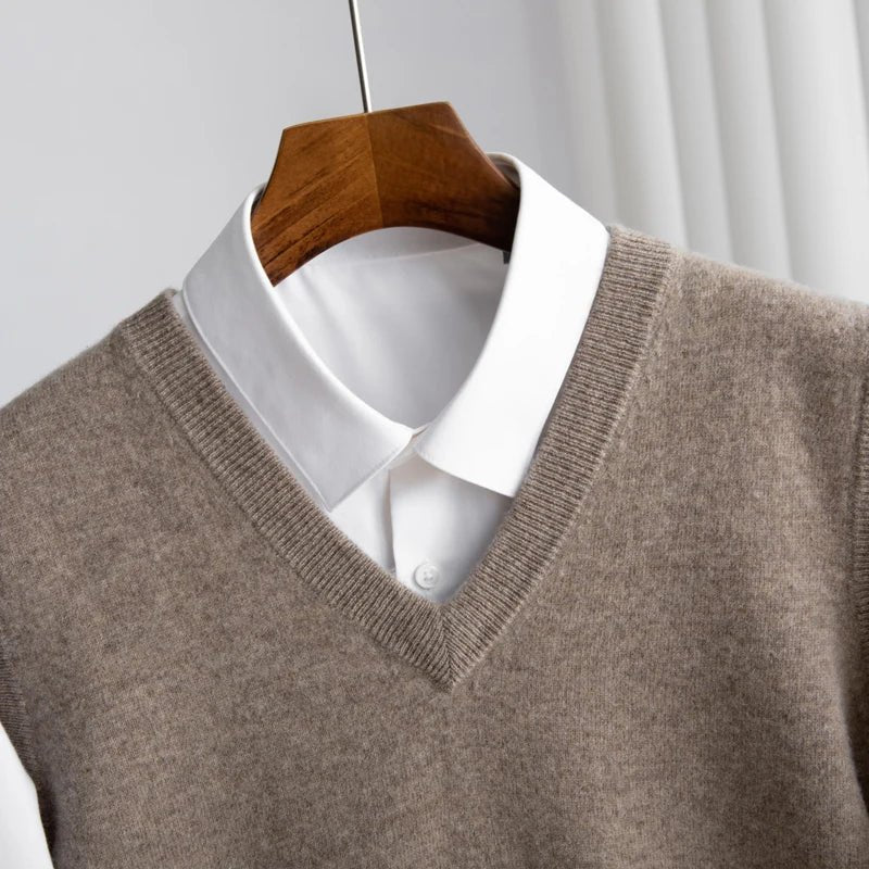 Men's Merino Sweater Vest with V-Neck Side