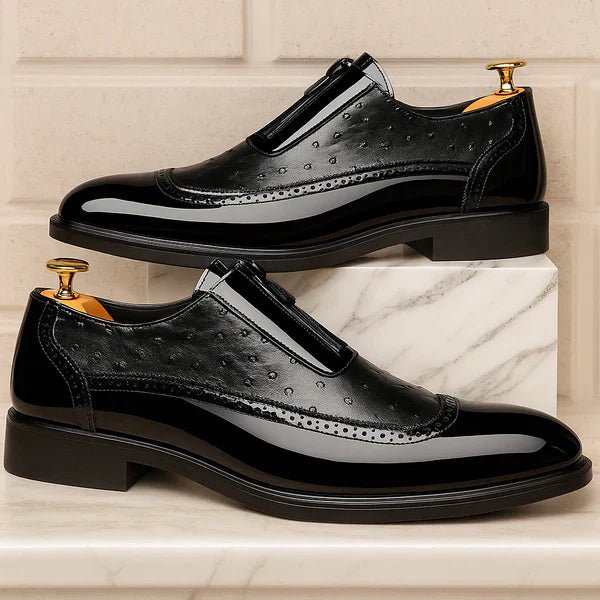 Men's Oxford Ostrich Leather Shoes with Side Zip Lifestyle