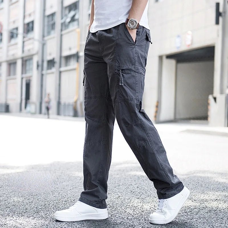 Men's Relaxed Fit Cargo Pants with Stretch Fabric Front