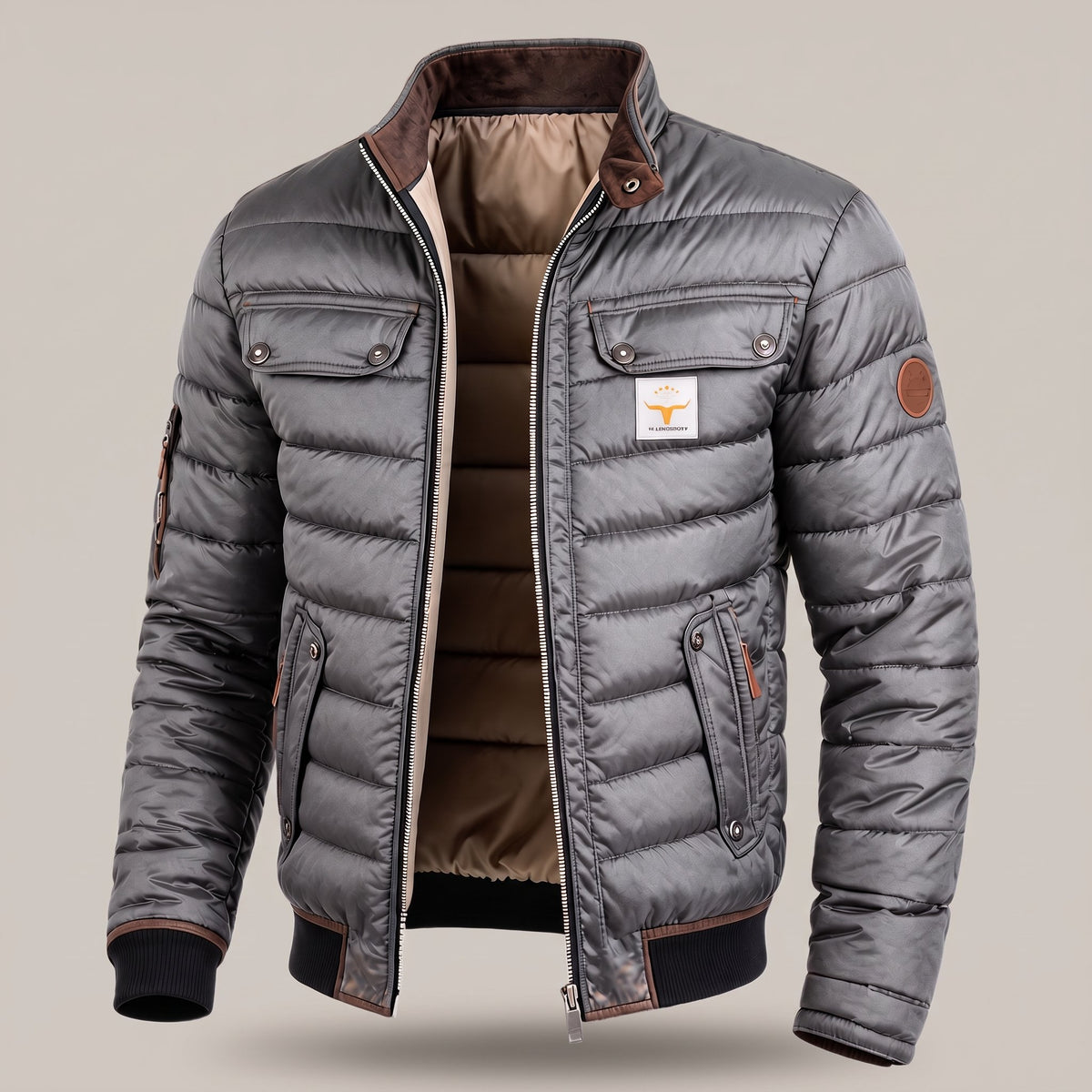Men's Relaxed Fit Quilted Jacket with Chest Pockets Back