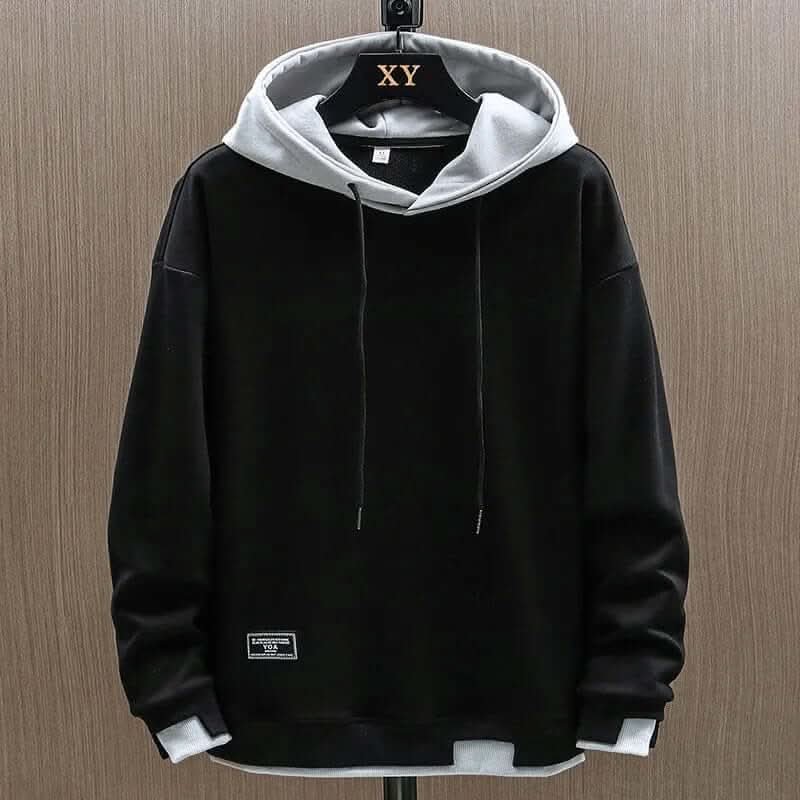 Men's Relaxed Fit Two-Tone Hoodie with Contrast Hood Side