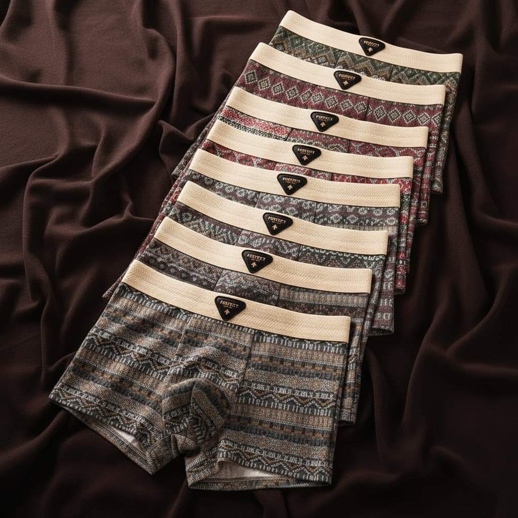 Men's Retro Cotton Boxer Briefs with Breathable Support Side