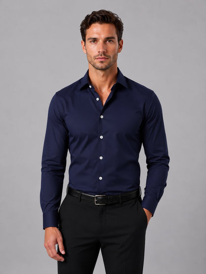 Men's Slim Fit Dress Shirt | Long Sleeve Smart Formal Side