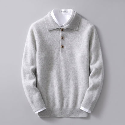 Men's Soft Knit Cashmere Polo Shirt Detail