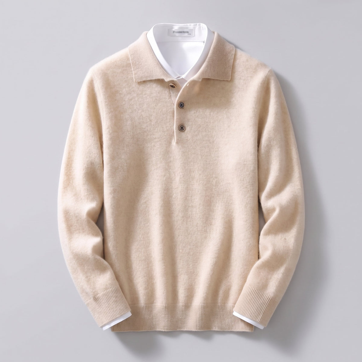 Men's Soft Knit Cashmere Polo Shirt Front