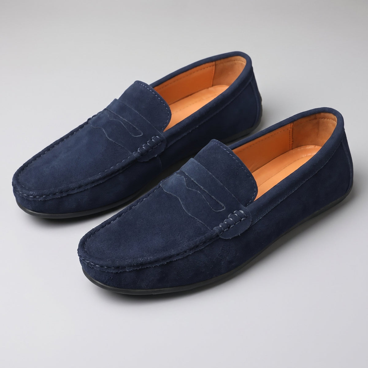 Men's Suede Loafers with Cushioned Insole Front