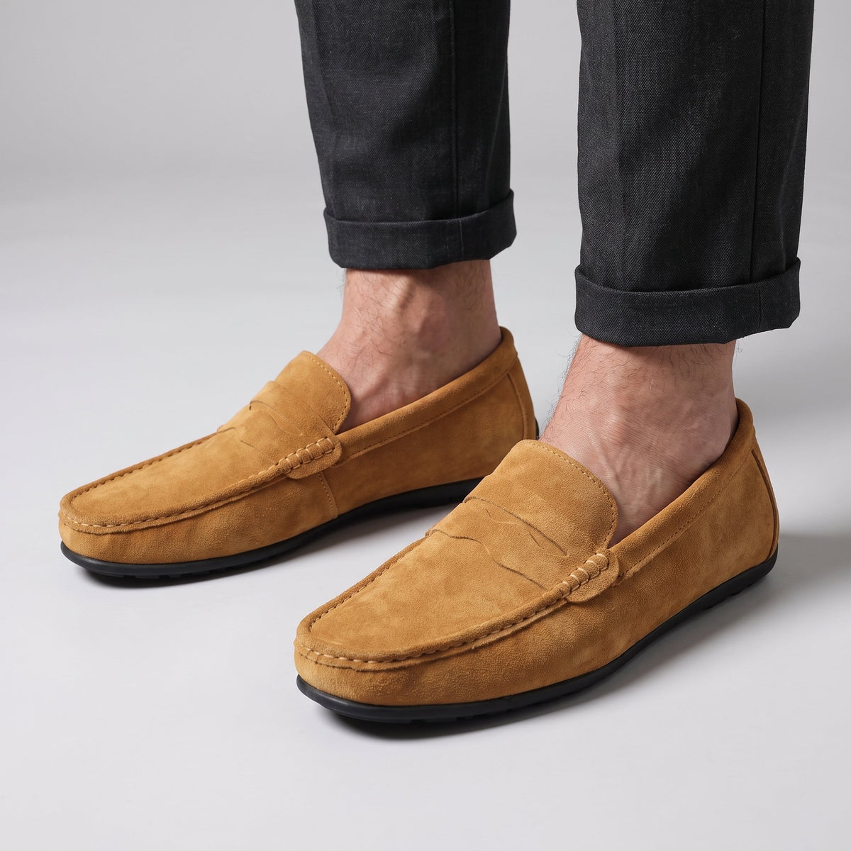 Men's Suede Loafers with Cushioned Insole Hero
