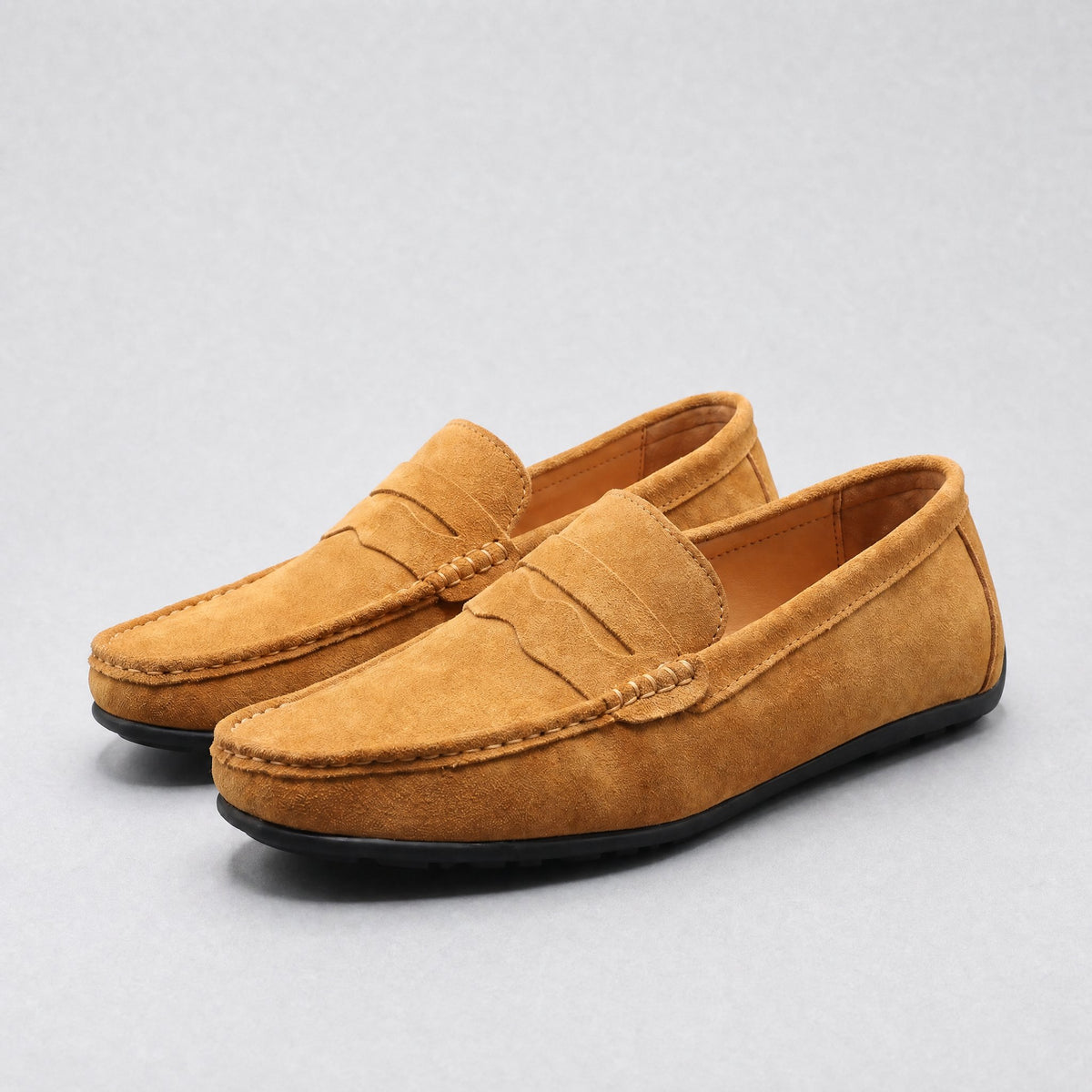 Men's Suede Loafers with Cushioned Insole Side