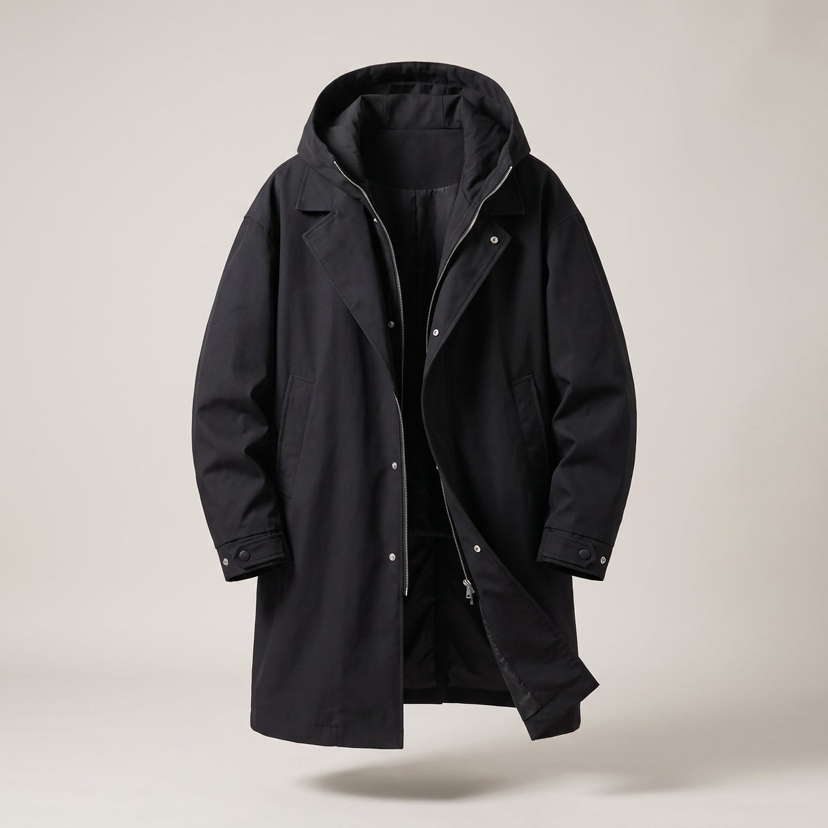 Men's Tailored Overcoat | Lightweight Wind Resistant with Hood Detail