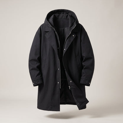 Men's Tailored Overcoat | Lightweight Wind Resistant with Hood Detail