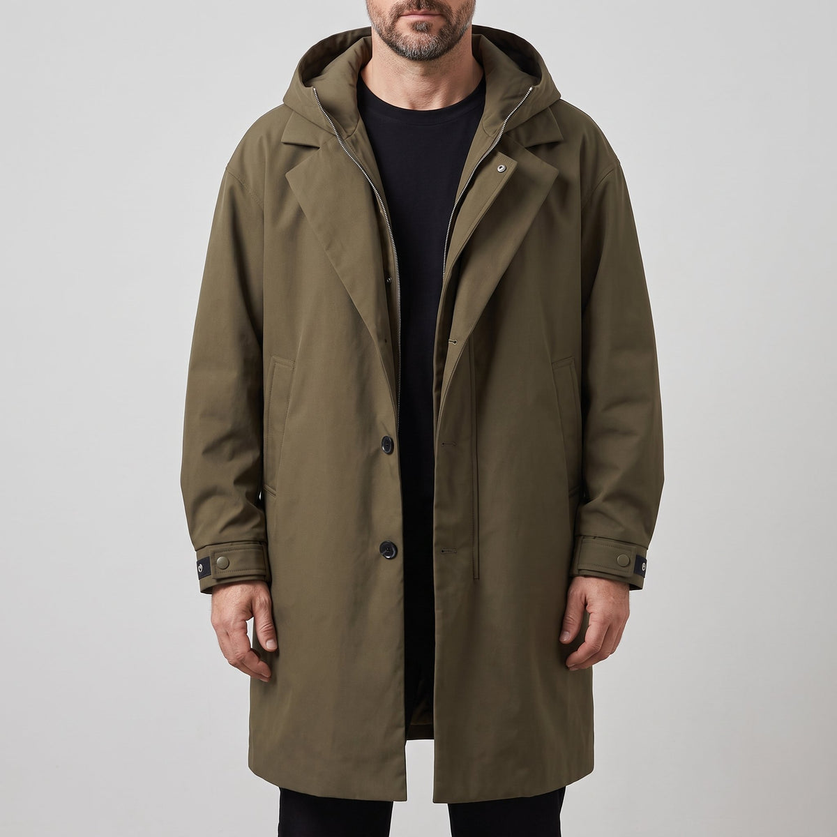 Men's Tailored Overcoat | Lightweight Wind Resistant with Hood Hero