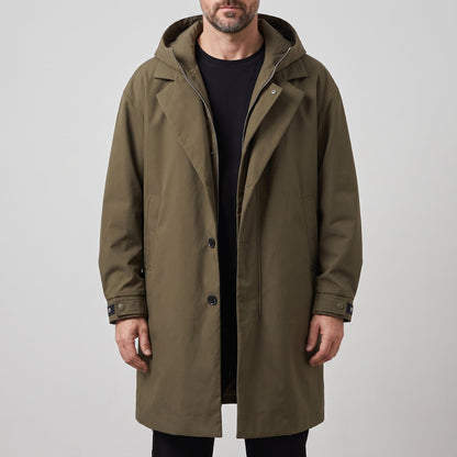 Men's Tailored Overcoat | Lightweight Wind Resistant with Hood Hero