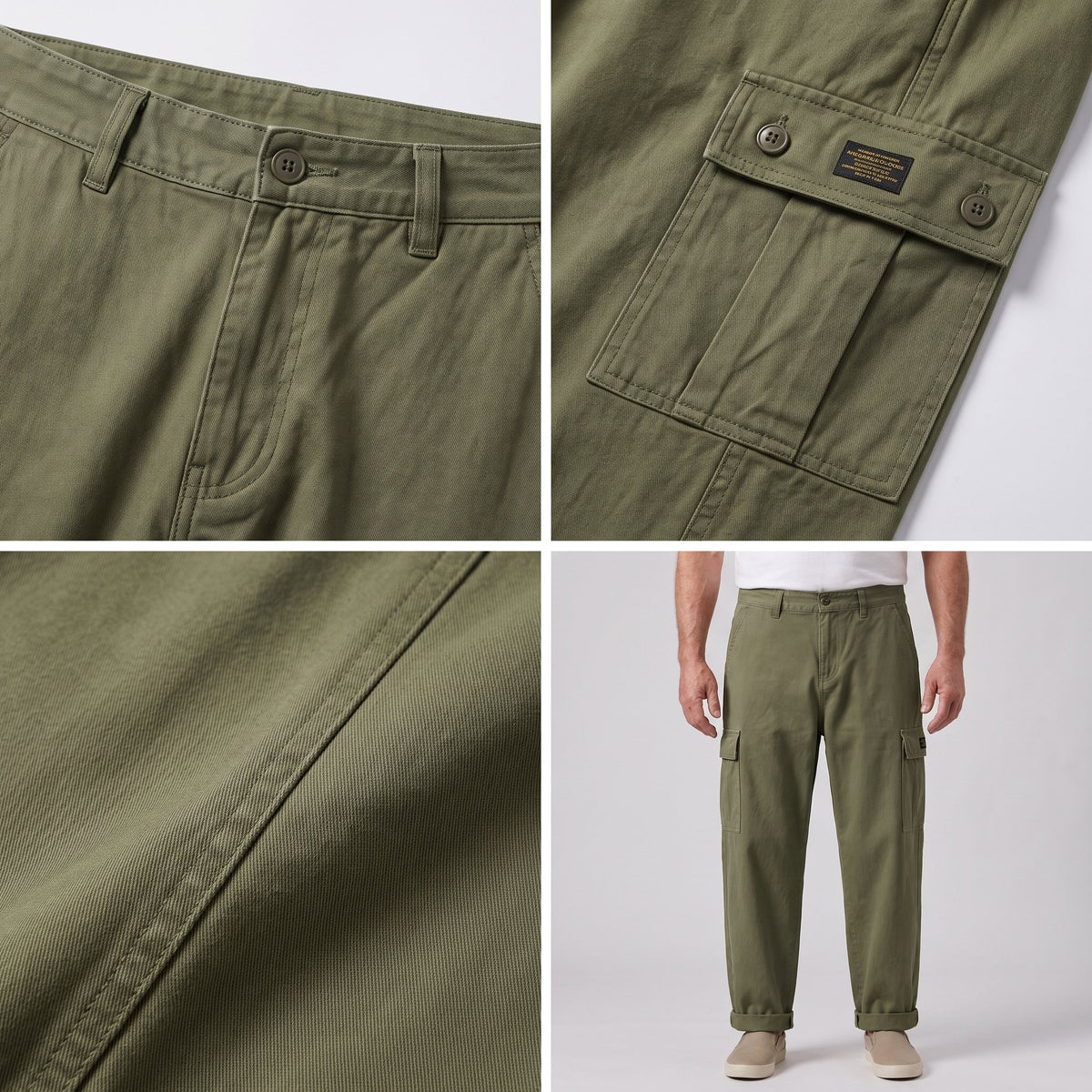 Men's Vintage Cargo Pants with Utility Pockets Full
