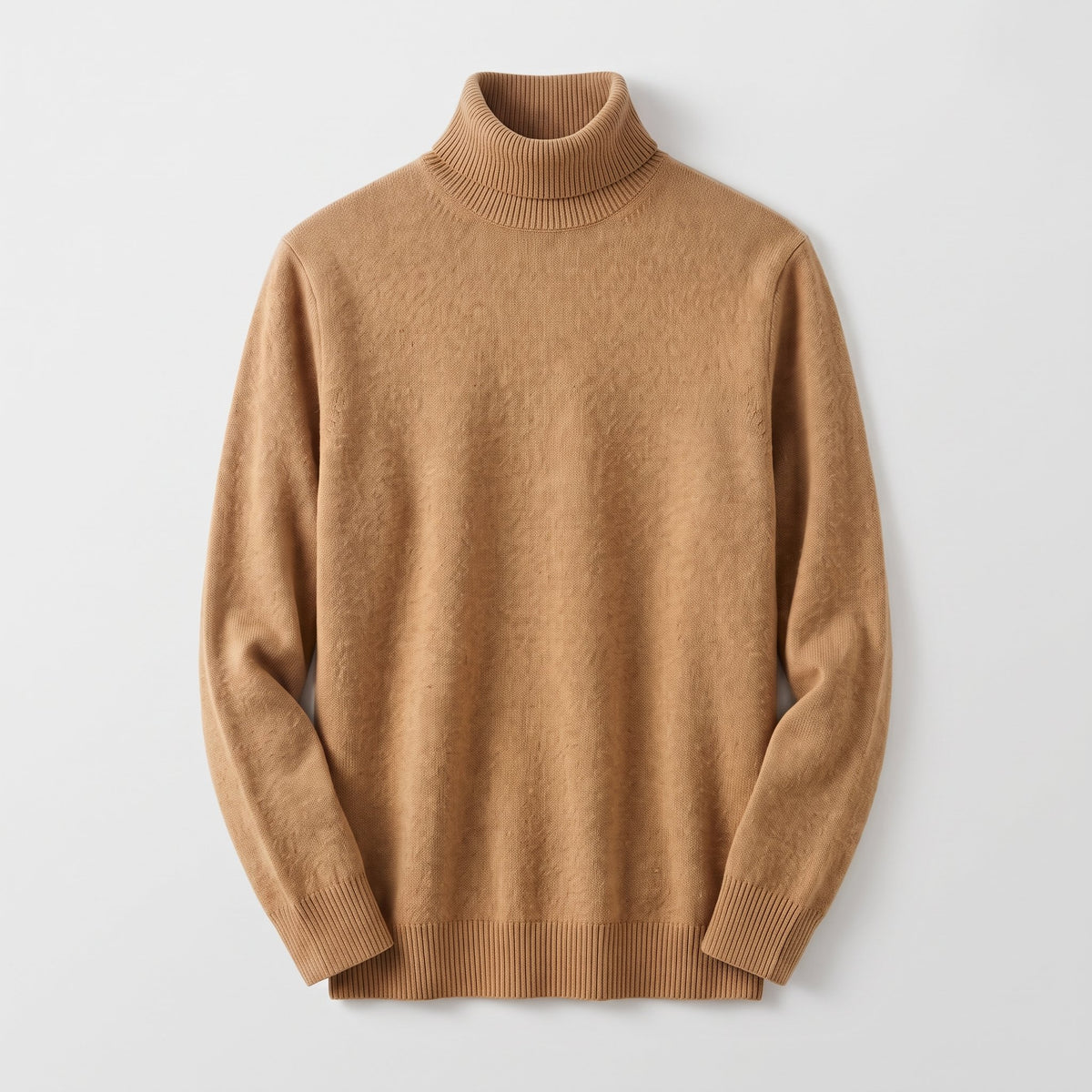 Men's Wool Turtleneck Jumper with Ribbed Collar Angle