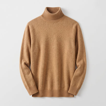 Men's Wool Turtleneck Jumper with Ribbed Collar Angle