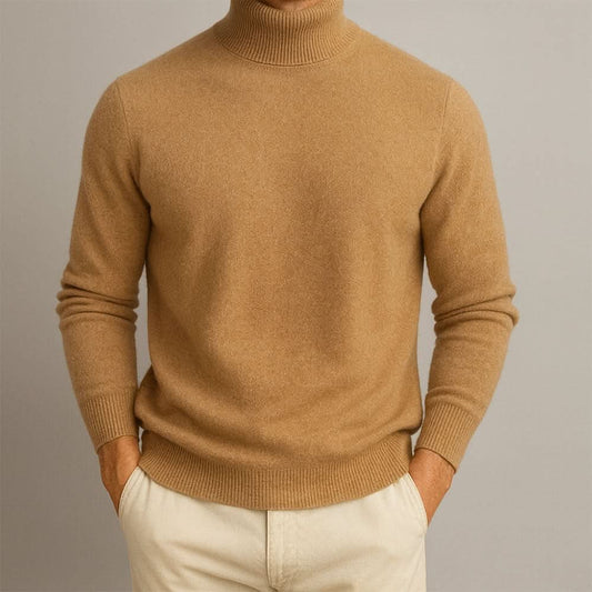 Men's Wool Turtleneck Jumper with Ribbed Collar Hero
