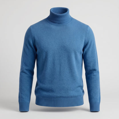 Men's Wool Turtleneck Jumper with Ribbed Collar Lifestyle
