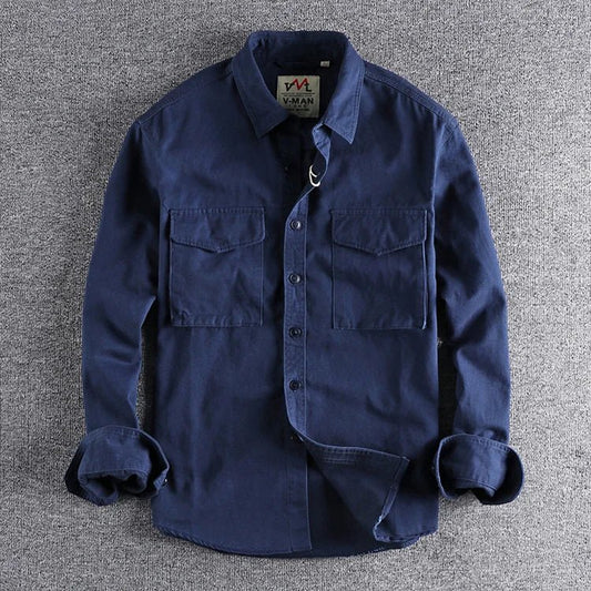 Men’s Trucker Jacket | Utility Work Shirt With Button Up And Chest Pockets