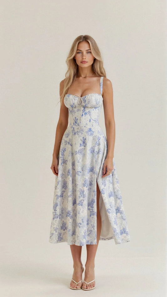 Women's Floral Bustier Midi Dress